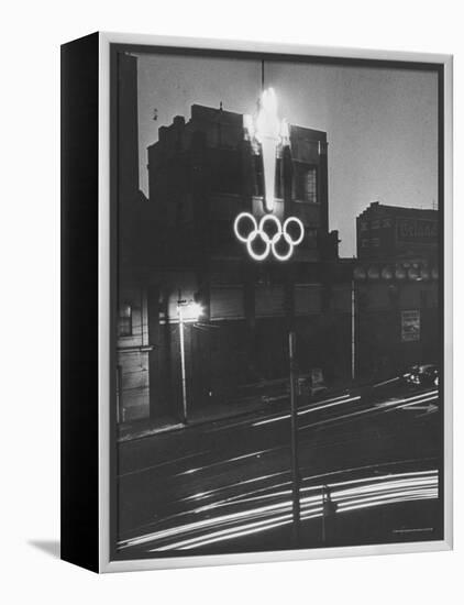 Neon Olympic Symbol in Melbourne-John Dominis-Framed Premier Image Canvas