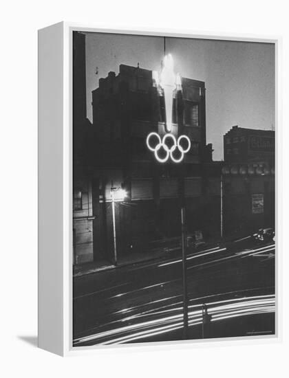 Neon Olympic Symbol in Melbourne-John Dominis-Framed Premier Image Canvas