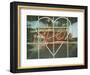 Neon 'Open' sign framed in a heart-shape in a window-null-Framed Photographic Print