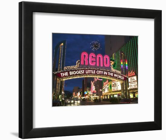 Neon Reno Sign on North Virginia Street, Nevada, USA-Walter Bibikow-Framed Photographic Print