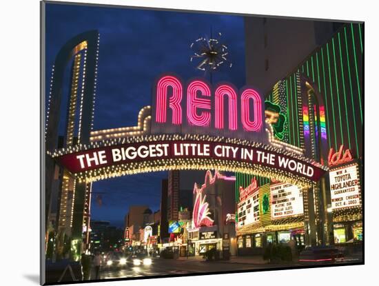 Neon Reno Sign on North Virginia Street, Nevada, USA-Walter Bibikow-Mounted Photographic Print