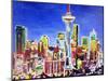 Neon Shimmering Skyline of Seattle With Space Need-Martina Bleichner-Mounted Art Print