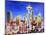 Neon Shimmering Skyline of Seattle With Space Need-Martina Bleichner-Mounted Art Print