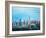 Neon Shimmering Skyline Silhouette, Miami, Florida-Martina Bleichner-Framed Art Print