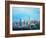 Neon Shimmering Skyline Silhouette, Miami, Florida-Martina Bleichner-Framed Art Print