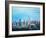 Neon Shimmering Skyline Silhouette, Miami, Florida-Martina Bleichner-Framed Art Print