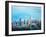 Neon Shimmering Skyline Silhouette, Miami, Florida-Martina Bleichner-Framed Art Print