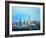 Neon Shimmering Skyline Silhouette, Miami, Florida-Martina Bleichner-Framed Art Print