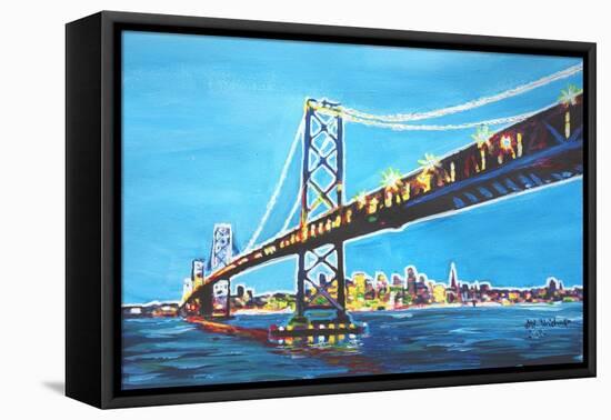 Neon Shimmering Skyline Silhouette of San Francisco-Martina Bleichner-Framed Stretched Canvas