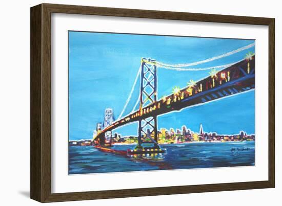 Neon Shimmering Skyline Silhouette of San Francisco-Martina Bleichner-Framed Art Print