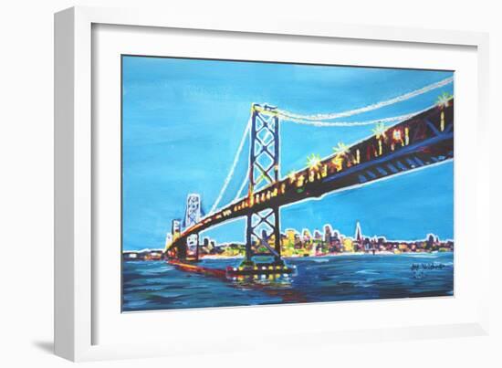 Neon Shimmering Skyline Silhouette of San Francisco-Martina Bleichner-Framed Art Print