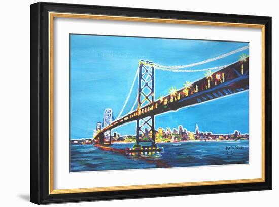 Neon Shimmering Skyline Silhouette of San Francisco-Martina Bleichner-Framed Art Print