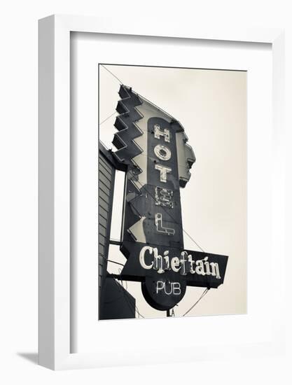 Neon Sign for the Chieftain Hotel and Pub, Squamish, British Columbia, Canada-Walter Bibikow-Framed Photographic Print