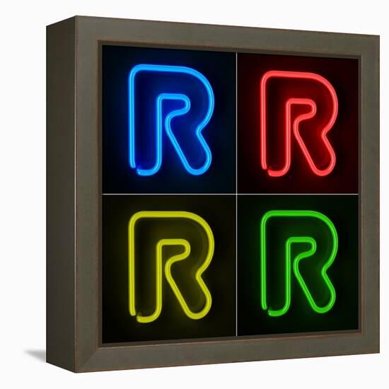 Neon Sign Letter R-badboo-Framed Stretched Canvas