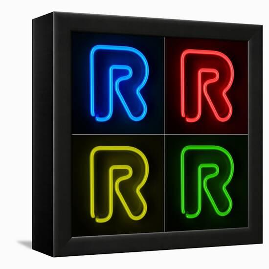 Neon Sign Letter R-badboo-Framed Stretched Canvas