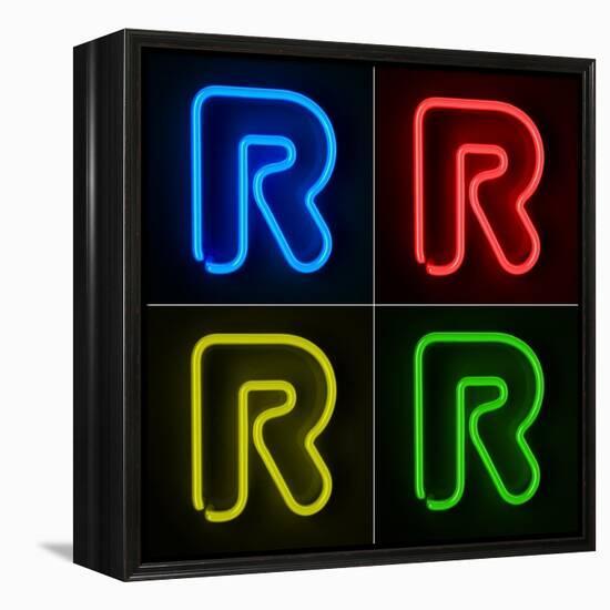 Neon Sign Letter R-badboo-Framed Stretched Canvas