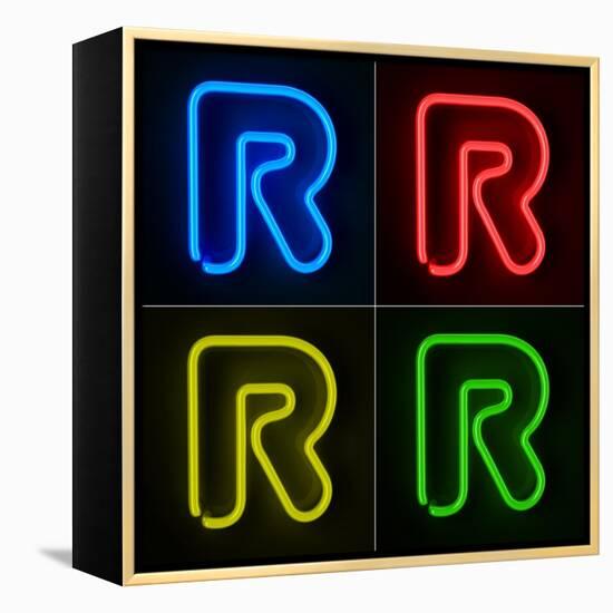 Neon Sign Letter R-badboo-Framed Stretched Canvas