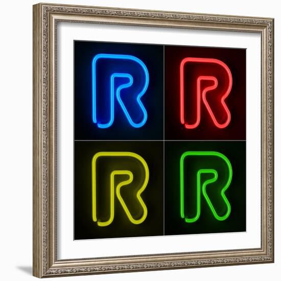 Neon Sign Letter R-badboo-Framed Premium Giclee Print