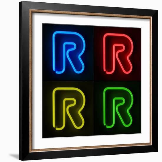 Neon Sign Letter R-badboo-Framed Premium Giclee Print