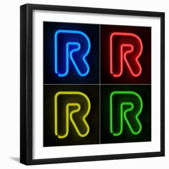 Neon Sign Letter R-badboo-Framed Premium Giclee Print