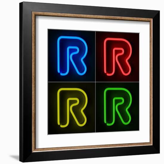 Neon Sign Letter R-badboo-Framed Art Print