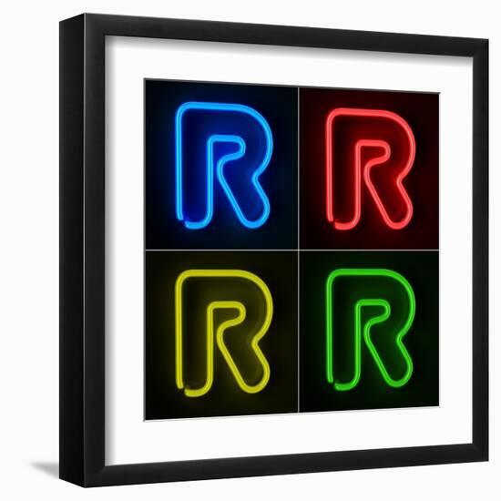 Neon Sign Letter R-badboo-Framed Art Print