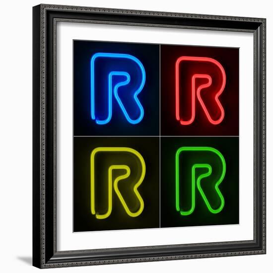 Neon Sign Letter R-badboo-Framed Art Print