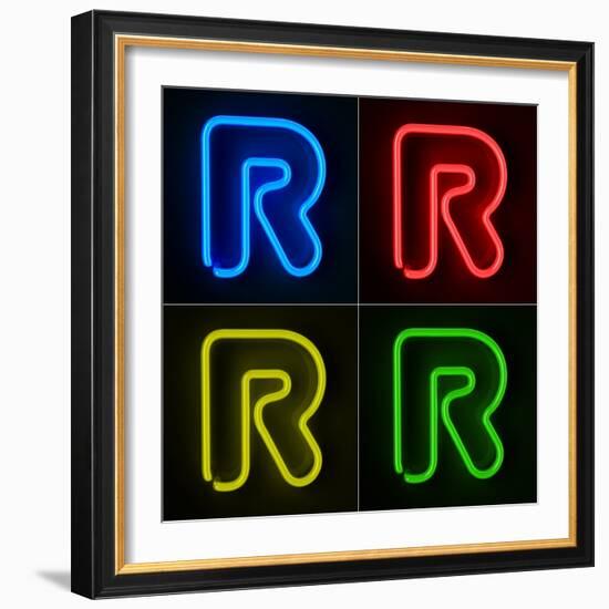 Neon Sign Letter R-badboo-Framed Art Print