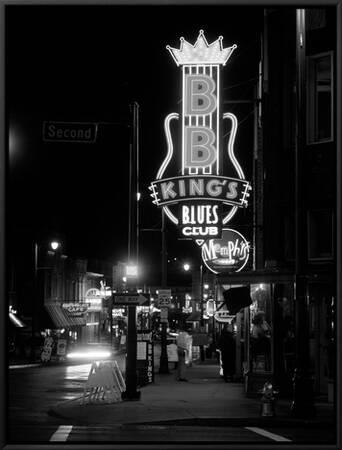 Neon sign lit up at night, B. B. King's Blues Club, Memphis, Shelby County,  Tennessee, USA' Photographic Print