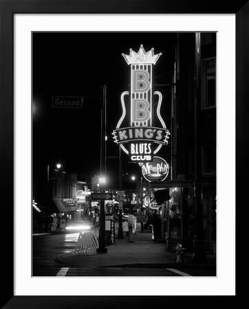 Neon sign lit up at night, B. B. King's Blues Club, Memphis, Shelby County,  Tennessee, USA' Photographic Print