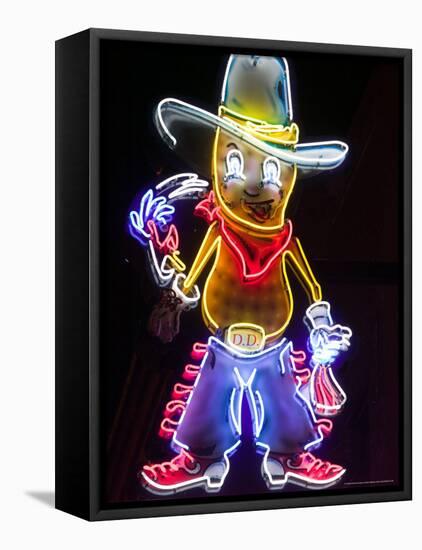 Neon Sign, Lower Broadway Area, Nashville, Tennessee, USA-Walter Bibikow-Framed Premier Image Canvas