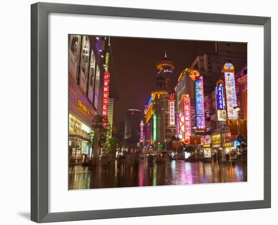 Neon Signs and Shoppers, Nanjing Road, Shanghai, China, Asia-Neale Clark-Framed Photographic Print