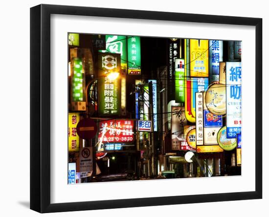 Neon Signs at Night, Taipei, Taiwan, Asia-Charles Bowman-Framed Photographic Print