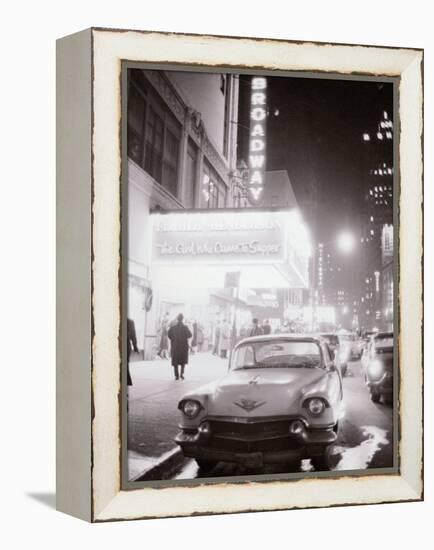 Neon Signs at Night Time on Broadway in New York-null-Framed Premier Image Canvas