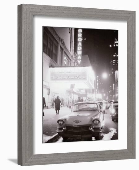 Neon Signs at Night Time on Broadway in New York-null-Framed Photographic Print