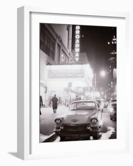 Neon Signs at Night Time on Broadway in New York-null-Framed Photographic Print