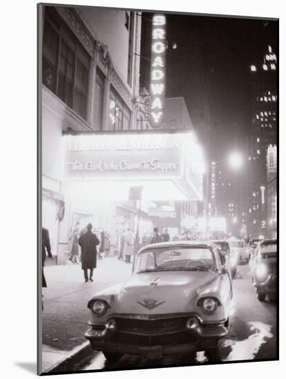 Neon Signs at Night Time on Broadway in New York-null-Mounted Photographic Print