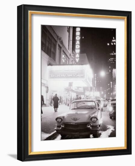 Neon Signs at Night Time on Broadway in New York-null-Framed Photographic Print