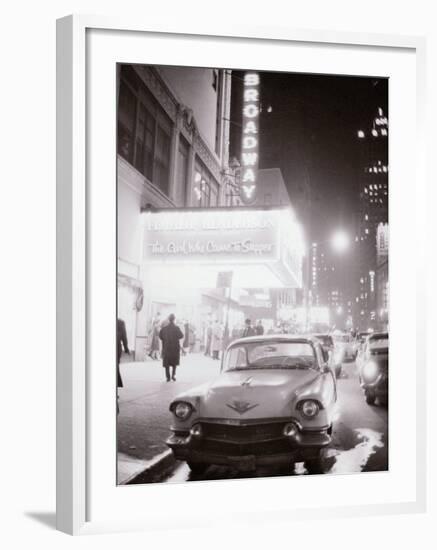 Neon Signs at Night Time on Broadway in New York-null-Framed Photographic Print