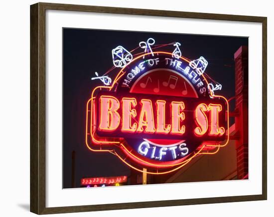 Neon Signs, Beale Street Entertainment Area, Memphis, Tennessee, USA-Walter Bibikow-Framed Photographic Print