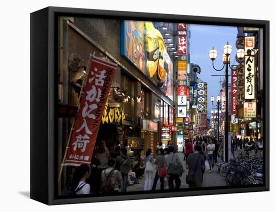 Neon Signs Bring Dotonbori Entertainment District to Life after Sunset, Osaka, Japan-null-Framed Premier Image Canvas