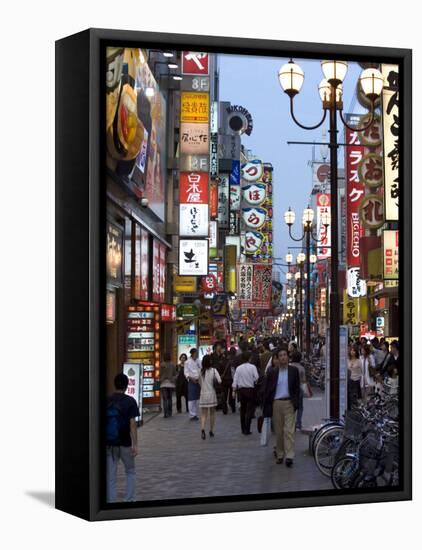 Neon Signs Bring Dotonbori Entertainment District to Life after Sunset, Osaka, Japan-null-Framed Premier Image Canvas