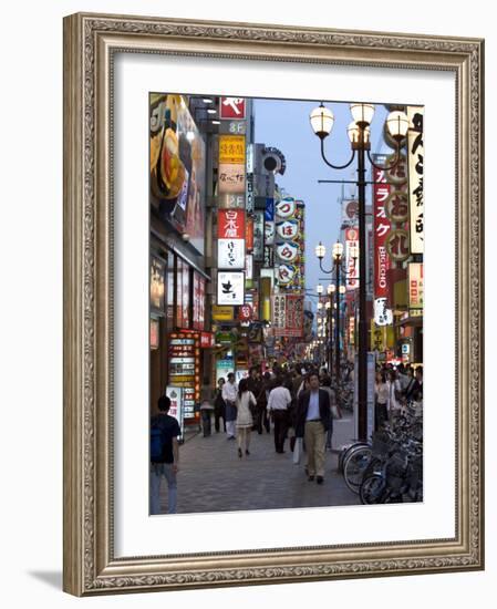 Neon Signs Bring Dotonbori Entertainment District to Life after Sunset, Osaka, Japan-null-Framed Photographic Print