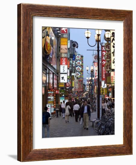 Neon Signs Bring Dotonbori Entertainment District to Life after Sunset, Osaka, Japan-null-Framed Photographic Print