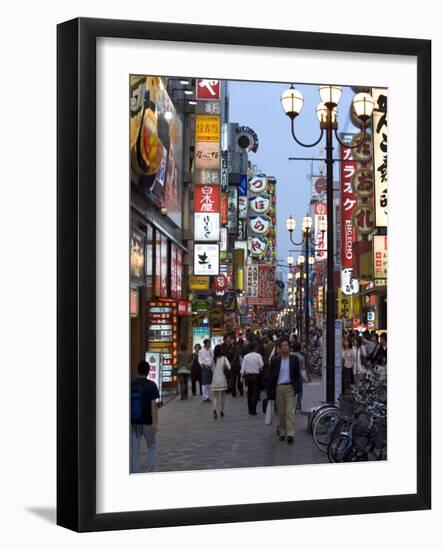 Neon Signs Bring Dotonbori Entertainment District to Life after Sunset, Osaka, Japan-null-Framed Photographic Print