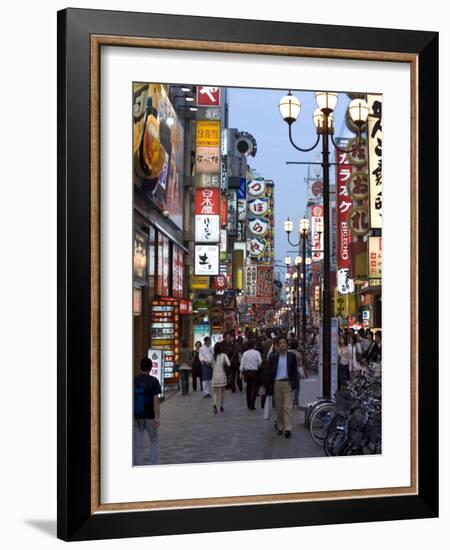 Neon Signs Bring Dotonbori Entertainment District to Life after Sunset, Osaka, Japan-null-Framed Photographic Print