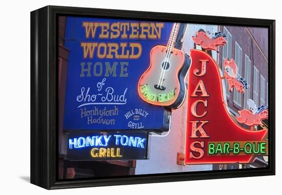 Neon Signs on Broadway Street, Nashville, Tennessee, United States of America, North America-Richard Cummins-Framed Premier Image Canvas