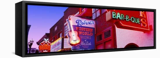 Neon Signs on Building, Nashville, Tennessee, USA-null-Framed Stretched Canvas