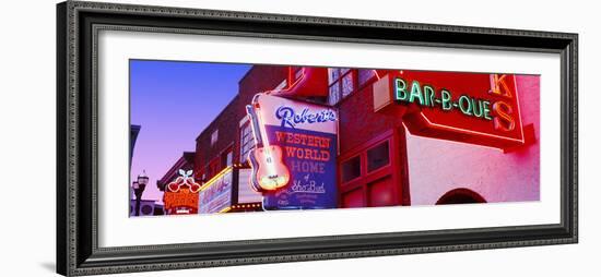 Neon Signs on Building, Nashville, Tennessee, USA-null-Framed Photographic Print
