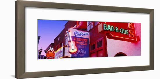 Neon Signs on Building, Nashville, Tennessee, USA-null-Framed Photographic Print